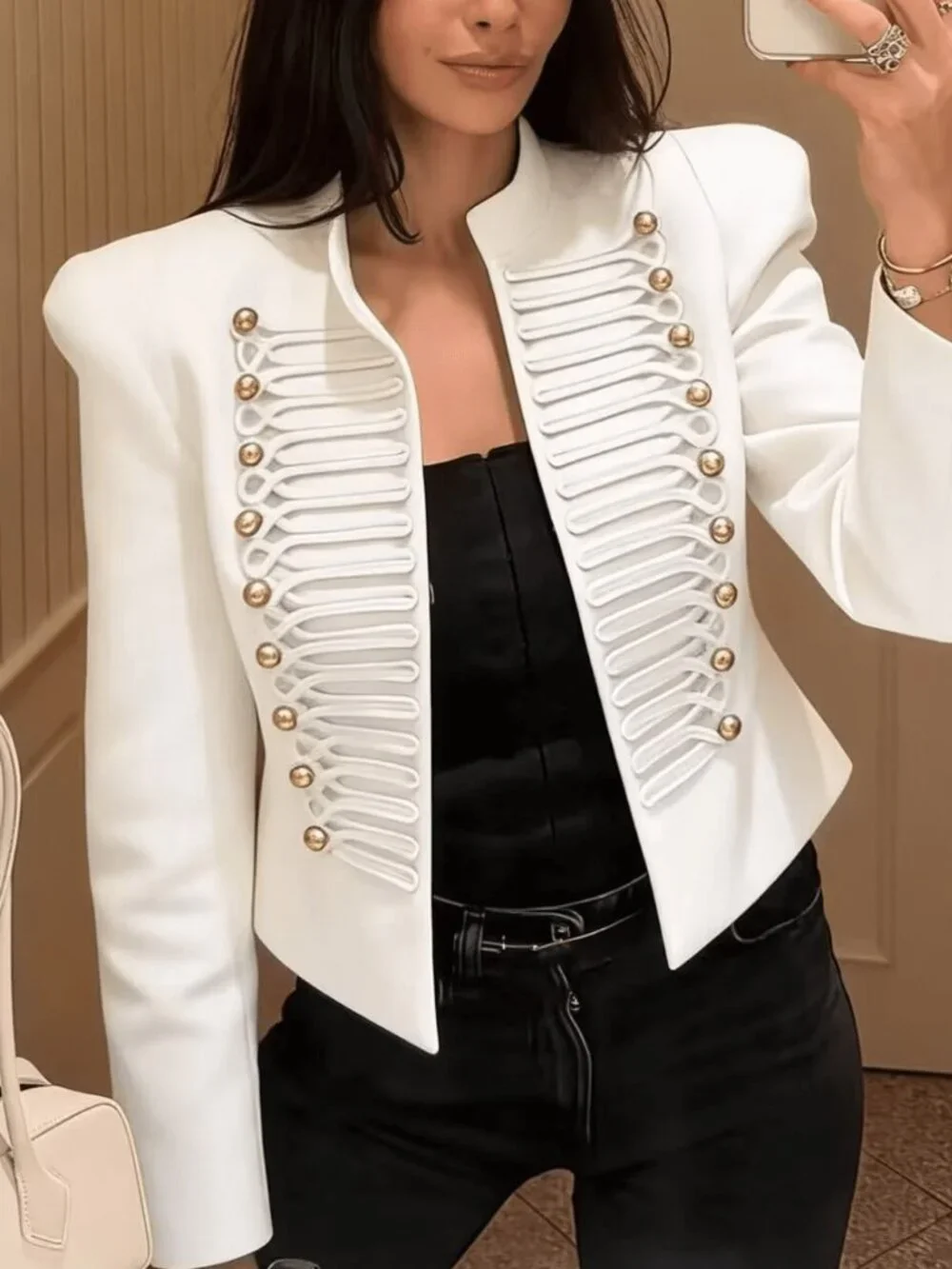 White Casual Elegant Women's Formal Office Jacket
